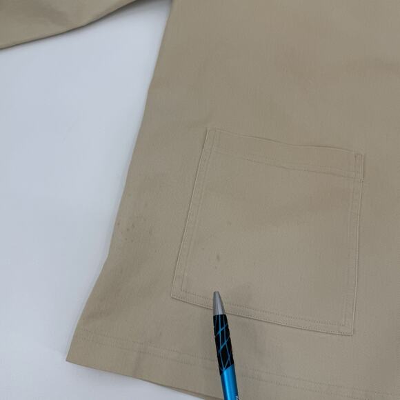 Eileen Fisher L Brushed Stretch Cotton Twill Stand Collar Barn Shacket STAINS - Picture 10 of 14